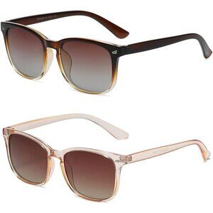 Dushine Sunglasses Women Brown Polarized Classic Retro Style Protection Eyewear
